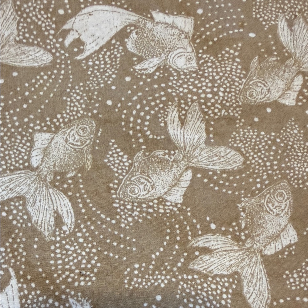 Vintage 80s 90s Ruff Hewn Tan & White GoldFish Koi Art Pattern Button Up Shirt - Picture 16 of 16
